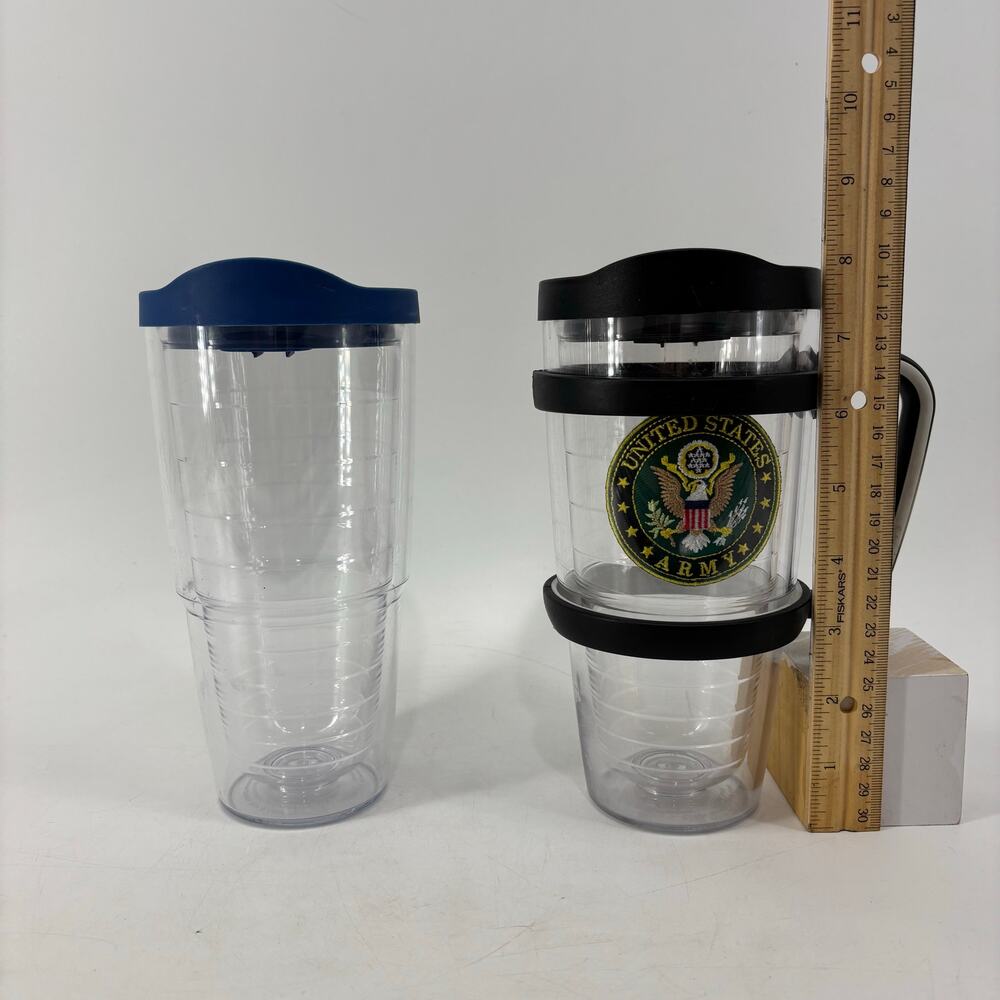 2 Tervis Cups Clear US Army Blue Black Tumbler Lid Insulated - Picture 10 of 11